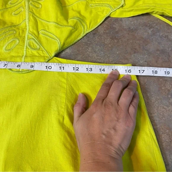 FARM Rio Neon Yellow Leaf Cutout Midi Dress - Picture 9 of 16